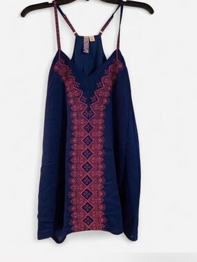 Alya Navy Blue Camisole with Pink Embroidered Front